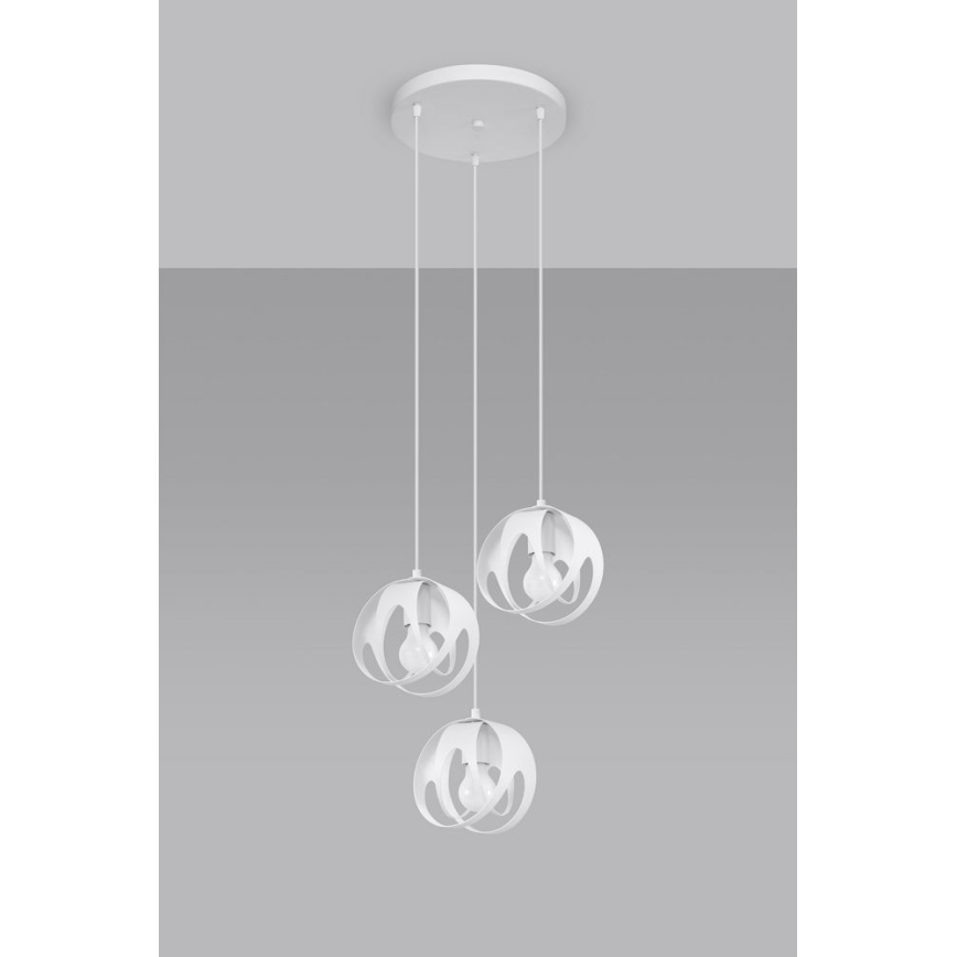 Lampadario su corda TULOS 3xE27/60W/230V bianco