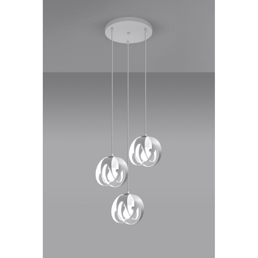 Lampadario su corda TULOS 3xE27/60W/230V bianco