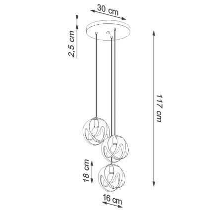 Lampadario su corda TULOS 3xE27/60W/230V bianco