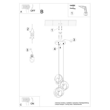 Lampadario su corda TULOS 3xE27/60W/230V bianco