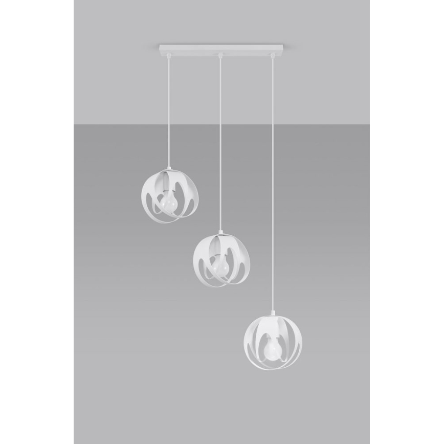 Lampadario su corda TULOS 3xE27/60W/230V bianco
