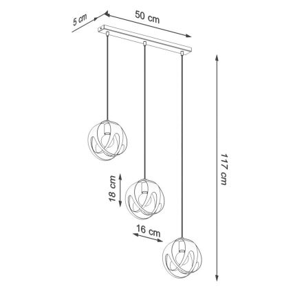 Lampadario su corda TULOS 3xE27/60W/230V bianco