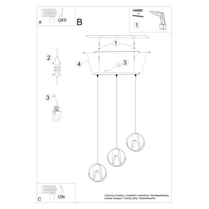 Lampadario su corda TULOS 3xE27/60W/230V bianco