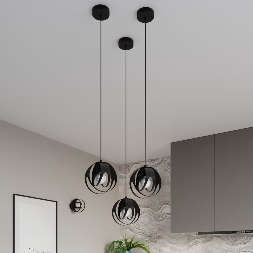 Lampadario su corda TULOS 1xE27/60W/230V nero