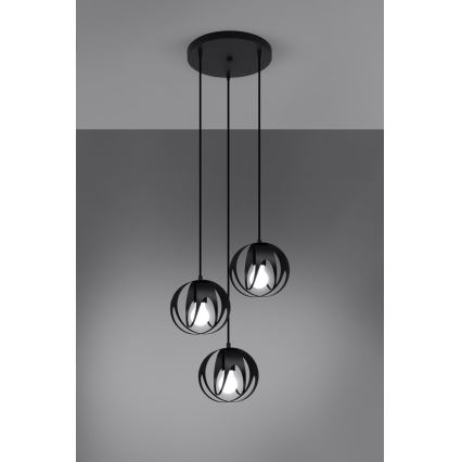 Lampadario su corda TULOS 3xE27/60W/230V nero