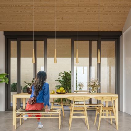 Lampadario a sospensione con cavo SULA 1x GU10/10W/230V Ø 8 cm beige