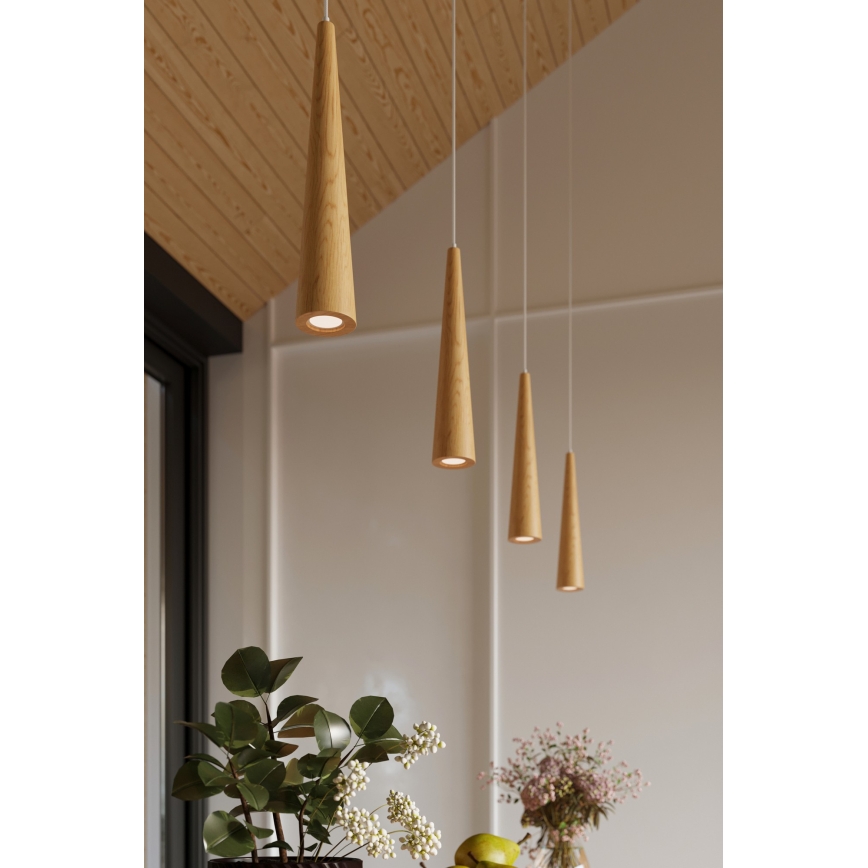 Lampadario a sospensione con cavo SULA 1x GU10/10W/230V Ø 8 cm beige