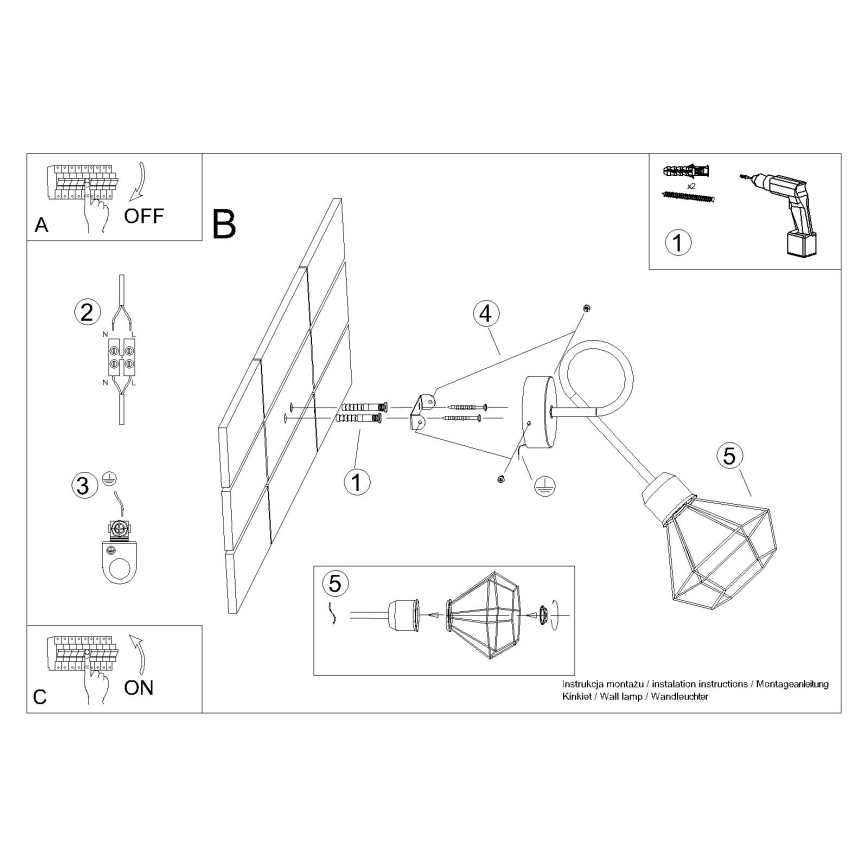 Lampada da parete ARTEMIS 1xE14/40W/230V nero