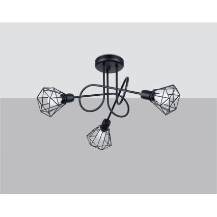 Lampadario a sospensione con supporto rigido ARTEMIS 3xE14/40W/230V nero