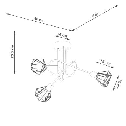 Lampadario a sospensione con supporto rigido ARTEMIS 3xE14/40W/230V nero