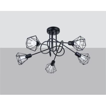 Lampadario a sospensione con supporto rigido ARTEMIS 5xE14/40W/230V nero