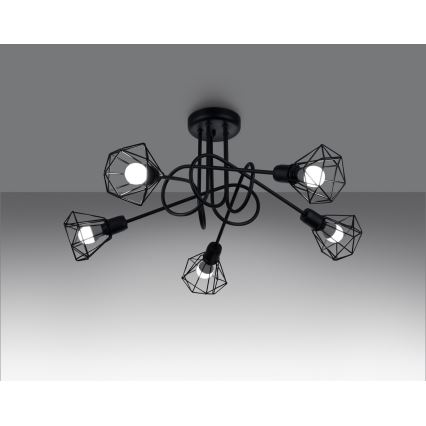 Lampadario a sospensione con supporto rigido ARTEMIS 5xE14/40W/230V nero