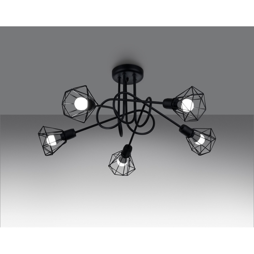 Lampadario a sospensione con supporto rigido ARTEMIS 5xE14/40W/230V nero
