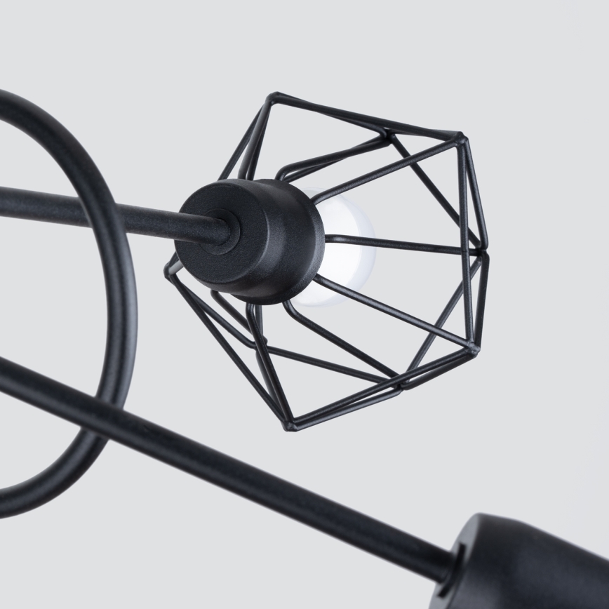 Lampadario a sospensione con supporto rigido ARTEMIS 5xE14/40W/230V nero