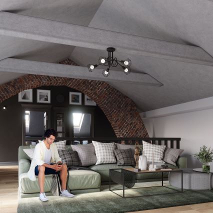 Lampadario a stelo ARTEMIS 5xE14/40W/230V nero