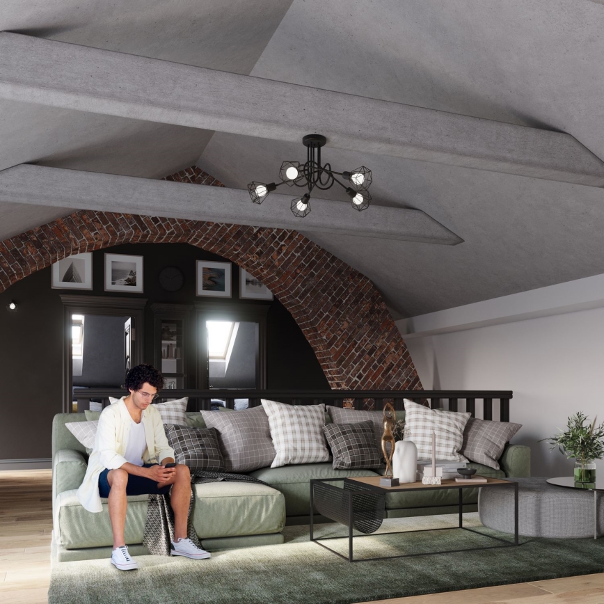 Lampadario a stelo ARTEMIS 5xE14/40W/230V nero