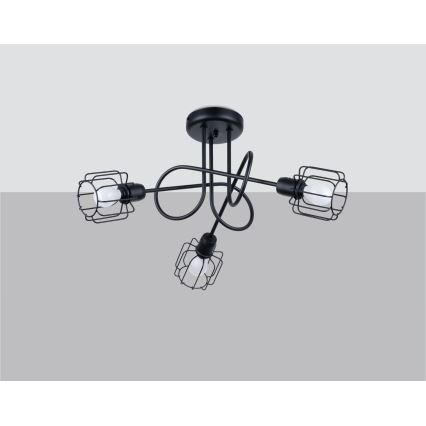 Lampadario a sospensione con supporto rigido BELUCI 3xE14/40W/230V nero