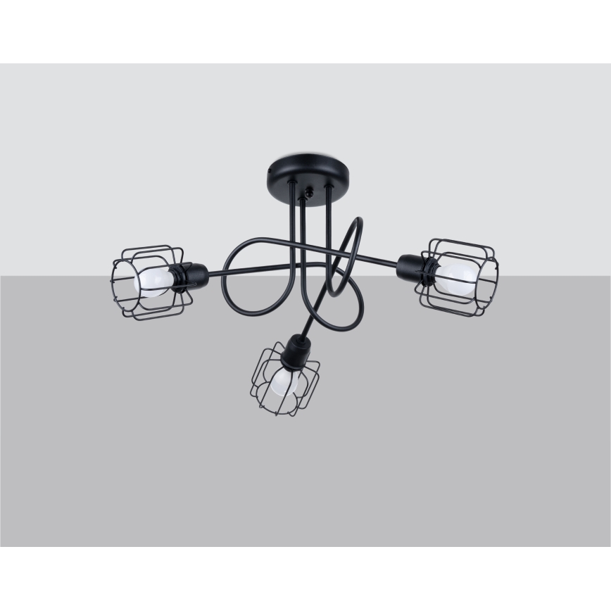 Lampadario a sospensione con supporto rigido BELUCI 3xE14/40W/230V nero