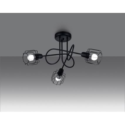 Lampadario a sospensione con supporto rigido BELUCI 3xE14/40W/230V nero