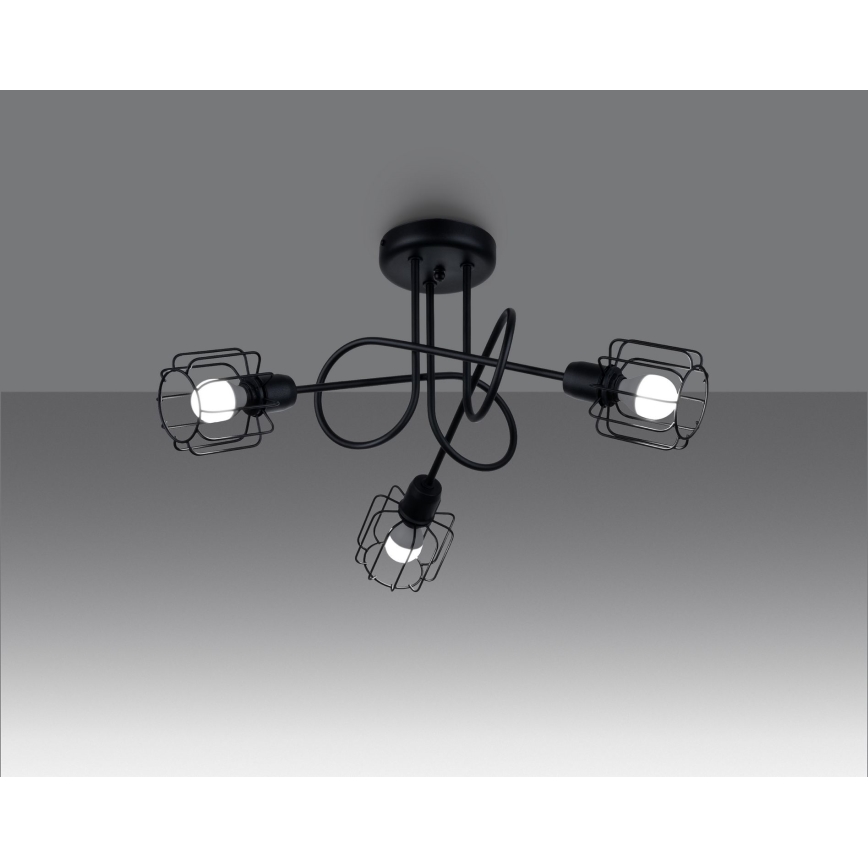 Lampadario a sospensione con supporto rigido BELUCI 3xE14/40W/230V nero