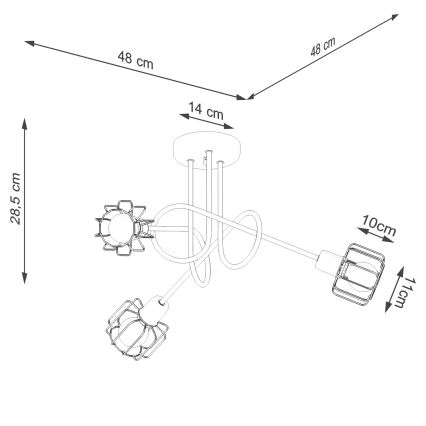 Lampadario a sospensione con supporto rigido BELUCI 3xE14/40W/230V nero