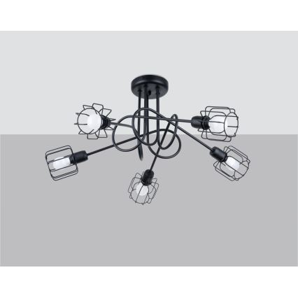 Lampadario a sospensione con supporto rigido BELUCI 5xE14/40W/230V nero