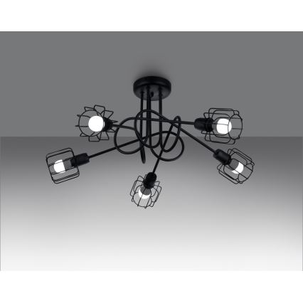 Lampadario a sospensione con supporto rigido BELUCI 5xE14/40W/230V nero