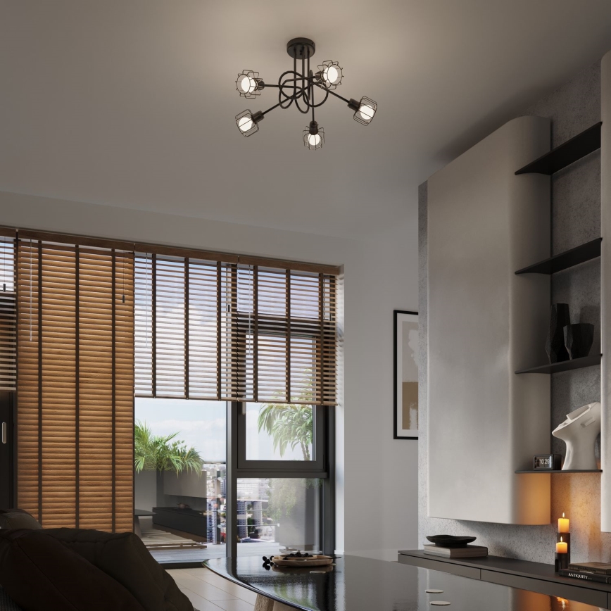 Lampadario a stelo BELUCI 5xE14/40W/230V nero