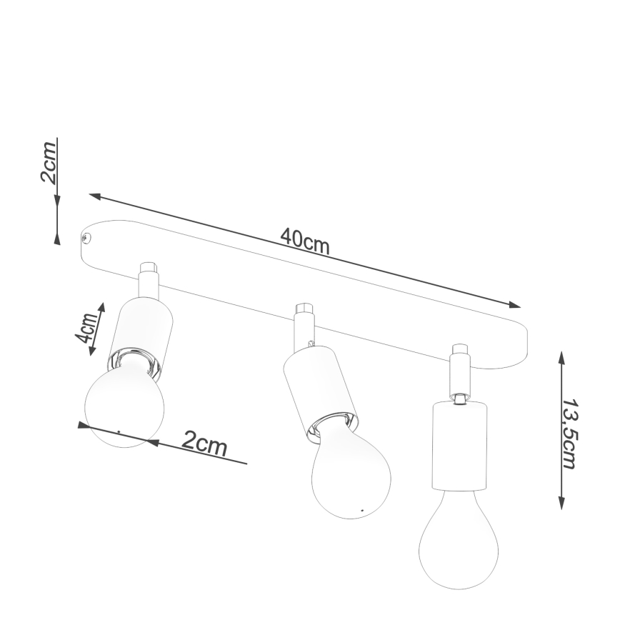 Luce Spot FORNES 3xE27/60W/230V nero