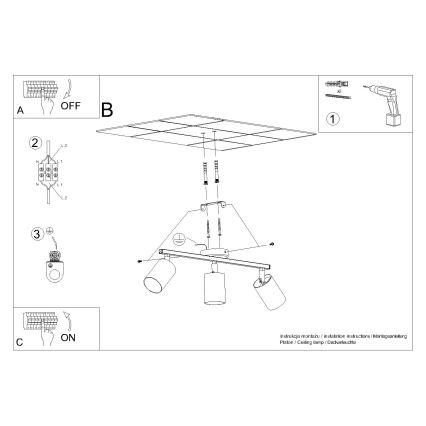 Luce Spot LEMMI 3xGU10/40W/230V bianco