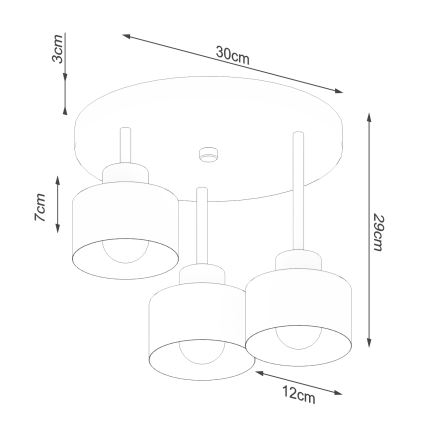 Lampadario a sospensione con supporto rigido SAVAR 3xE27/60W/230V nero