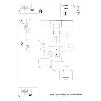 Lampadario a sospensione con supporto rigido SAVAR 3xE27/60W/230V nero