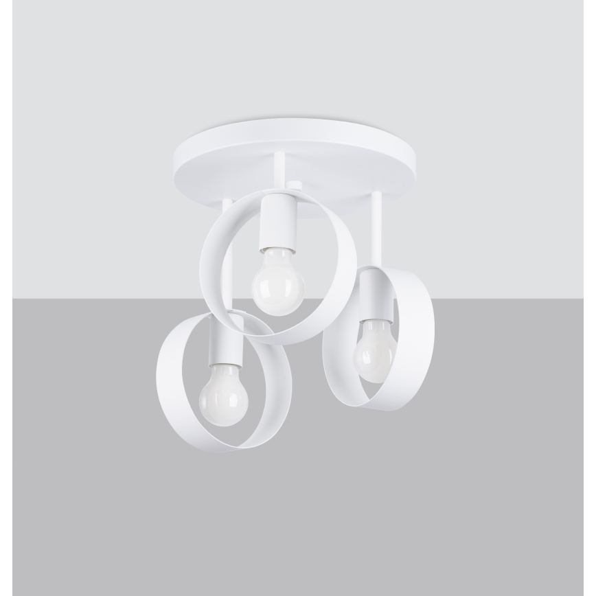 Lampadario a sospensione con supporto rigido TITRAN 3xE27/60W/230V bianco