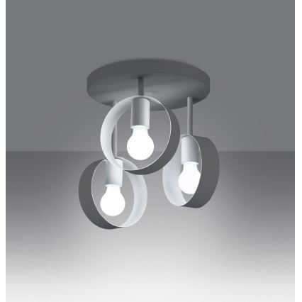 Lampadario a sospensione con supporto rigido TITRAN 3xE27/60W/230V bianco
