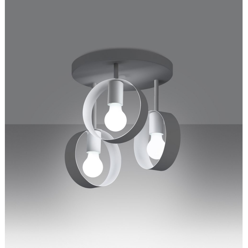 Lampadario a sospensione con supporto rigido TITRAN 3xE27/60W/230V bianco