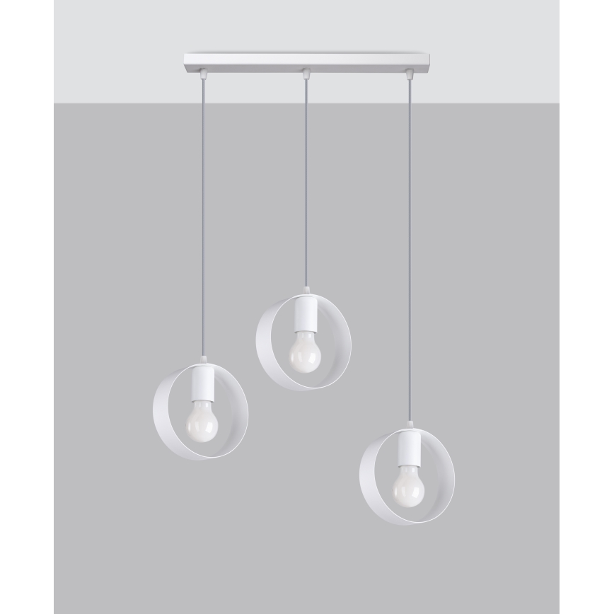 Lampadario a sospensione con filo TITRAN 3xE27/60W/230V bianco