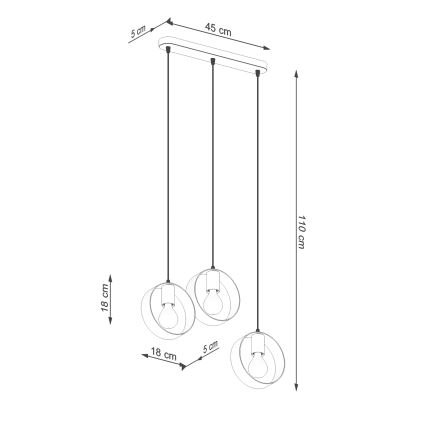 Lampadario a sospensione con filo TITRAN 3xE27/60W/230V bianco