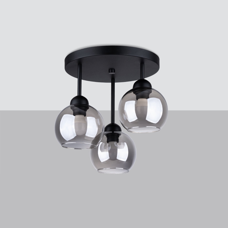 Lampadario a sospensione con supporto rigido ALINO 3xE27/60W/230V nero