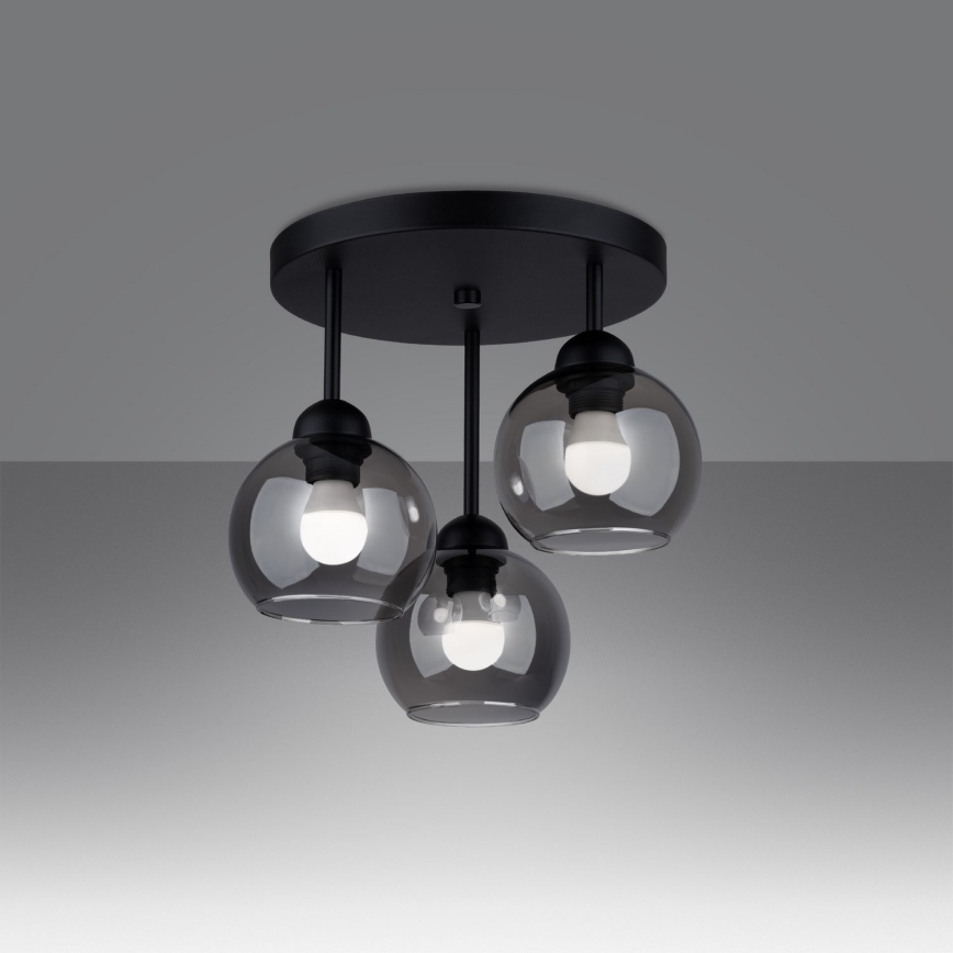 Lampadario a sospensione con supporto rigido ALINO 3xE27/60W/230V nero