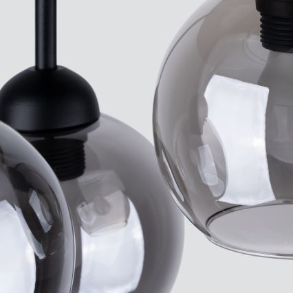 Lampadario a sospensione con supporto rigido ALINO 3xE27/60W/230V nero