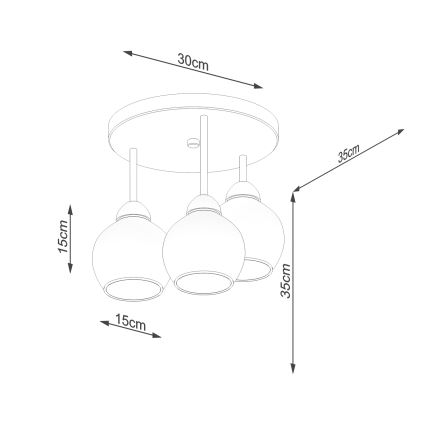 Lampadario a sospensione con supporto rigido ALINO 3xE27/60W/230V nero