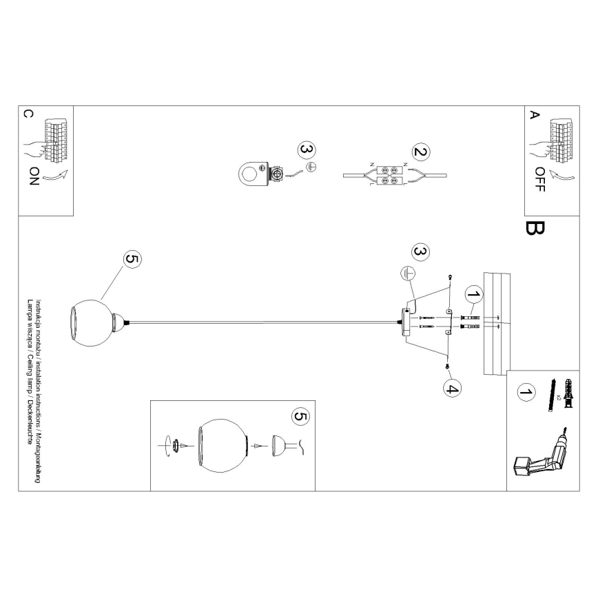 Lampadario a sospensione con filo ALINO 1xE27/60W/230V nero