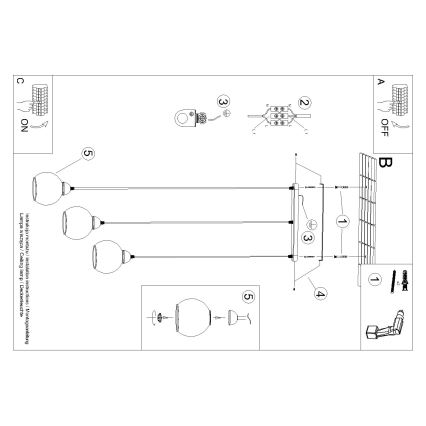 Lampadario a sospensione con filo ALINO 3xE27/60W/230V nero