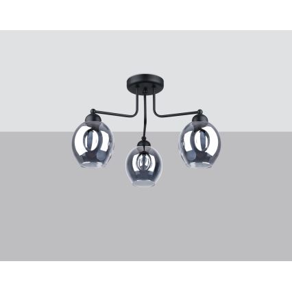 Lampadario a stelo FILLAN 3xE27/60W/230V nero