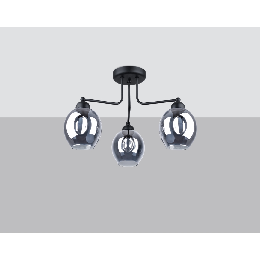 Lampadario a stelo FILLAN 3xE27/60W/230V nero