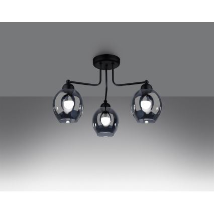 Lampadario a stelo FILLAN 3xE27/60W/230V nero