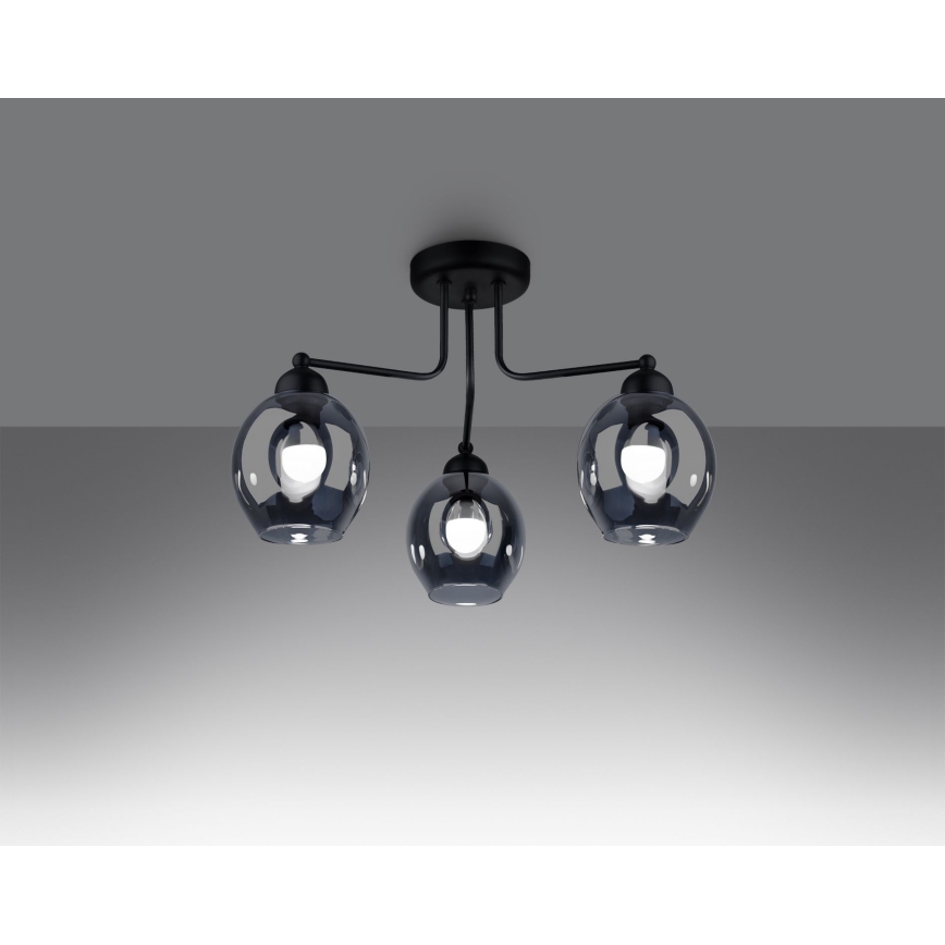 Lampadario a stelo FILLAN 3xE27/60W/230V nero