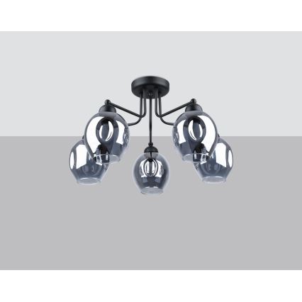 Lampadario a sospensione con supporto rigido FILLAN 5xE27/60W/230V nero