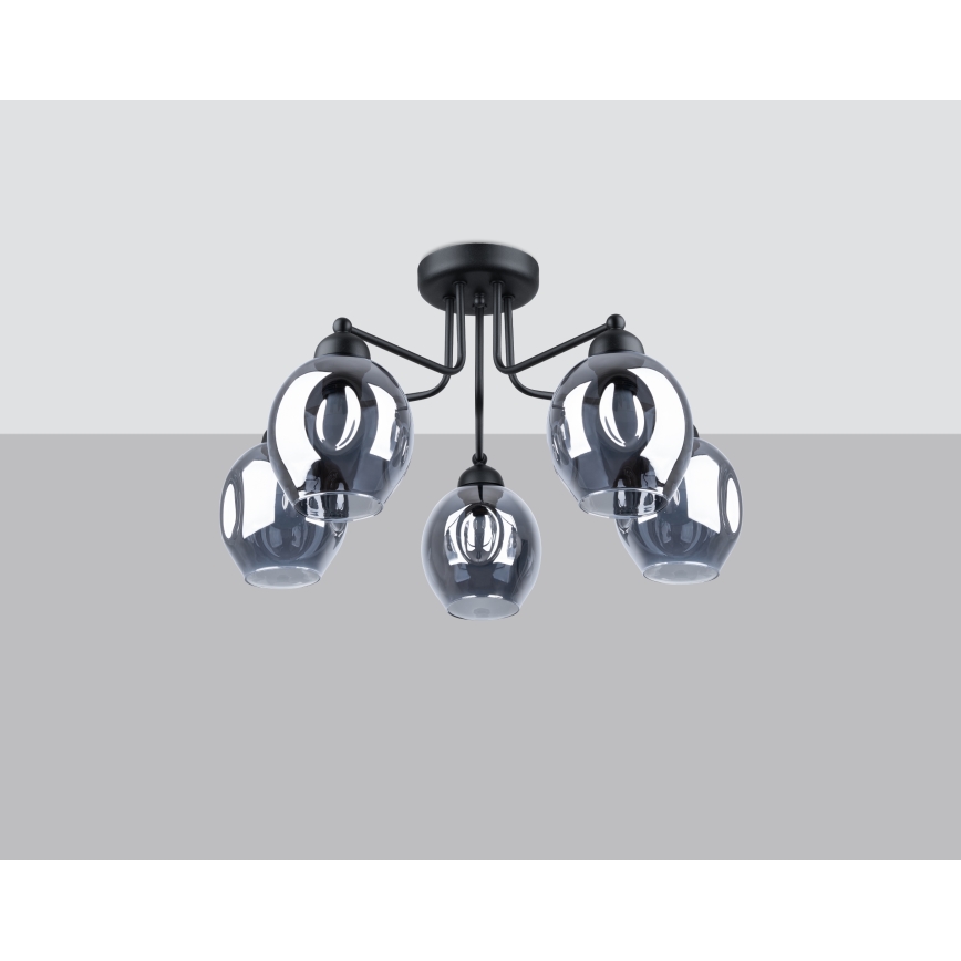 Lampadario a sospensione con supporto rigido FILLAN 5xE27/60W/230V nero