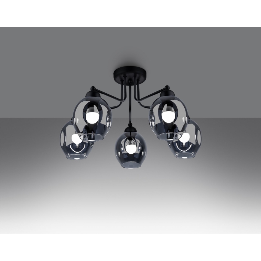 Lampadario a sospensione con supporto rigido FILLAN 5xE27/60W/230V nero